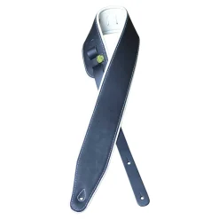 Colonial Leather - 3.0″ Padded Upholstery Leather Guitar Strap - Black & White