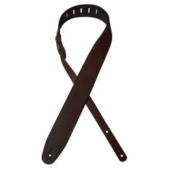 Colonial Leather - 2.5″ Padded Upholstery Leather Guitar Strap - Tan & Brown
