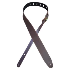 Colonial Leather - 2.5″ Sueded Black Soft Leather Guitar Strap - Vintage Burn