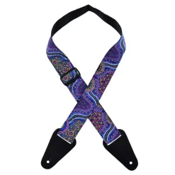 Colonial Leather Aboriginal Art Rag Strap - The Flowering Gum Purple