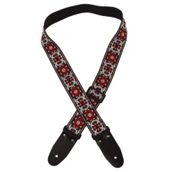 Colonial Leather - Jacquard Rag Strap - Red Flower