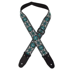 Colonial Leather - Jacquard Rag Strap - Aqua Flower