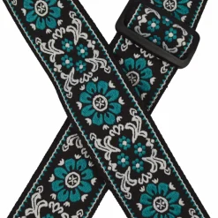 Colonial Leather - Jacquard Rag Strap - Aqua Flower