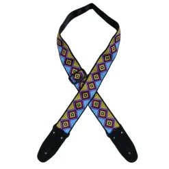 Colonial Leather - Multi Coloured Diamonds Jacquard 50mm Webbing Guitar Strap