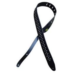 Colonial Leather - 2.5" Leather Studded Guitar Strap - Black