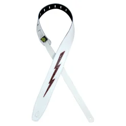 Colonial Leather - Red Croc Lightning Bolt on White Leather Inlay Strap - White