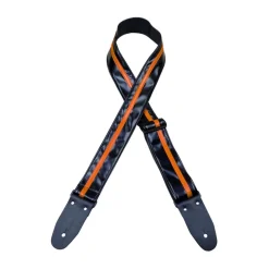 Colonial Leather - Stripe Rag Strap - Black with Orange Stripe