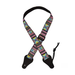 Colonial Leather - Ukulele Jacquard Strap - Hour Glass Pink Blue