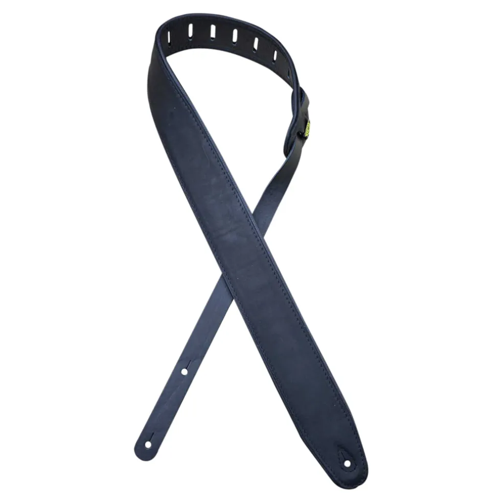 Colonial Leather - Upholstery Backed 2.5″ Leather Guitar Strap - Black & Black