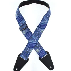 Colonial Leather Aboriginal Art Rag Strap - Bush Tomato & Waterhole Blue