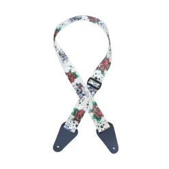 Colonial Leather White Skulls Printed Webbing Guitar Strap