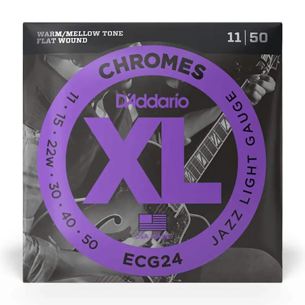 D'Addario - ECG24 - Chrome Jazz Light 11-50 Flat Wound - Electric Guitar Strings