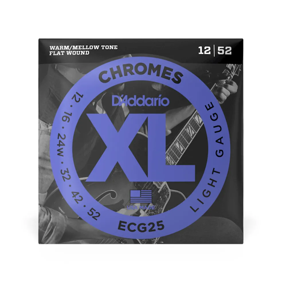 D'Addario - ECG25 - Chrome Jazz Light 12-52 Flat Wound - Electric Guitar Strings