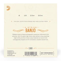 D'Addario - EJ63 - Nickel Banjo Tenor Strings - Banjo Strings