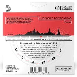 D'Addario - EJ17-3D - 3 Pack Phosphor Bronze Medium 13-56 - Acoustic Guitar Strings