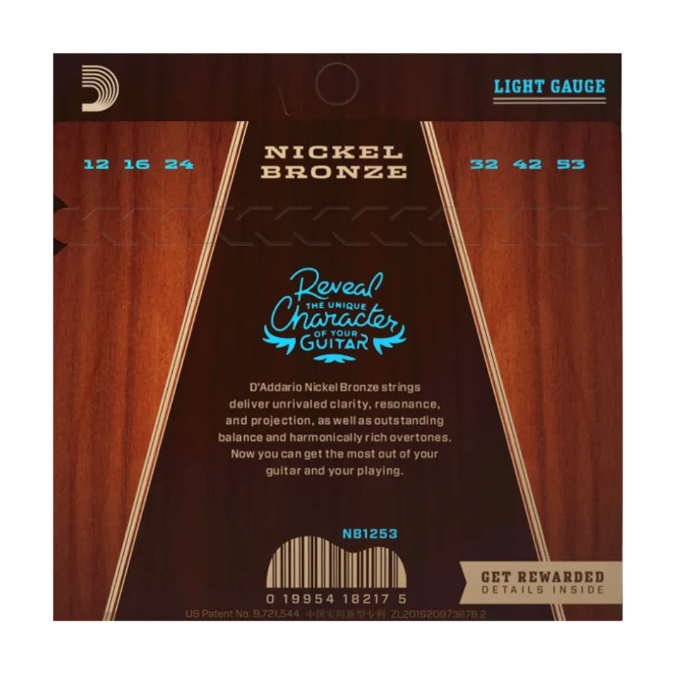 D'Addario - NB1253 - Acoustic Guitar Nickel Bronze Light - Acoustic Guitar Strings