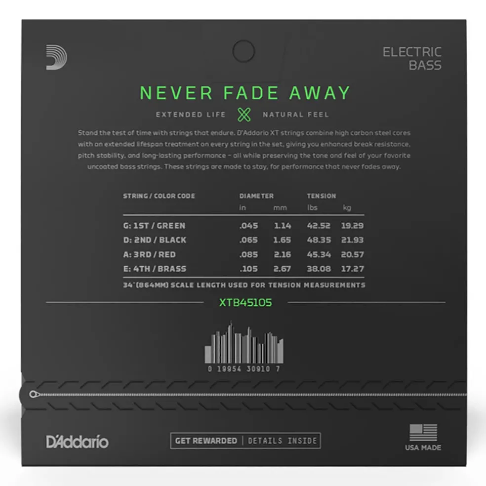 D'Addario - XTB45105 - XT Bass Nickel 45-105 Long Scale - Bass Strings