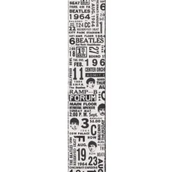 D'Addario Beatles 1964 US Tour Ticket Stubs Guitar Strap, Black and White