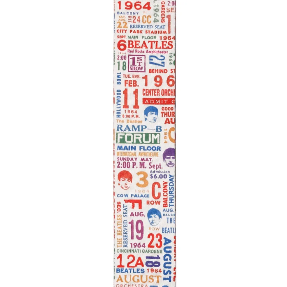 D'Addario Beatles 1964 US Tour Ticket Stubs Guitar Strap, Multi Color