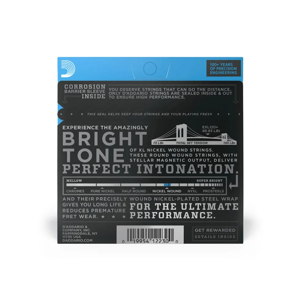 D'Addario EXL120+ Nickel Wound Electric Guitar Strings 9.5-44 Super Light Plus