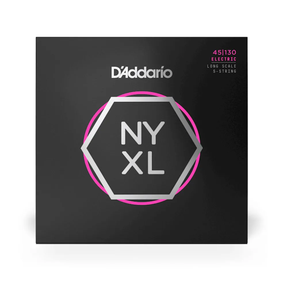 D'Addario NYXL45130 Nickel Wound Bass Guitar Strings, 5-string Regular Light, 45-130, Long Scale