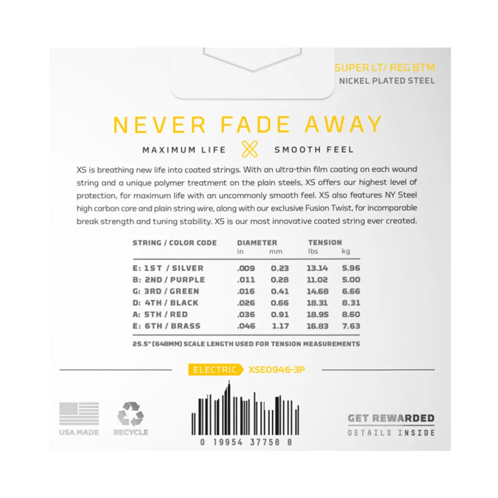 D'Addario XS 3 Pack - 09-46 Electric Guitar Strings