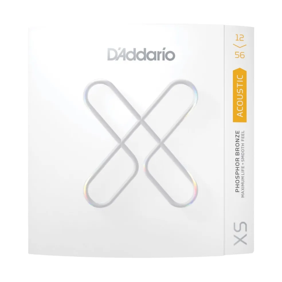 D'Addario XSAPB1256 XS Phosphor Bronze Coated Acoustic Guitar Strings - .012-.056 Light Top/Medium Bottom