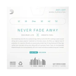 D'Addario XSE1252W XS Nickel-plated Steel Coated Electric Guitar Strings - .012-.052 Jazz Light