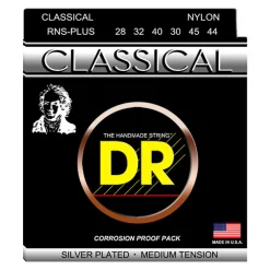 DR RNS-PLUS CLASSICAL NYLON Silver-Plated Nylon: Medium Tension 28-45