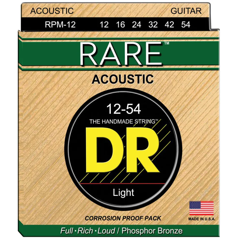 DR RPM-12 - Rare Phosphor Bronze 12-54 Acoustic Guitar Strings