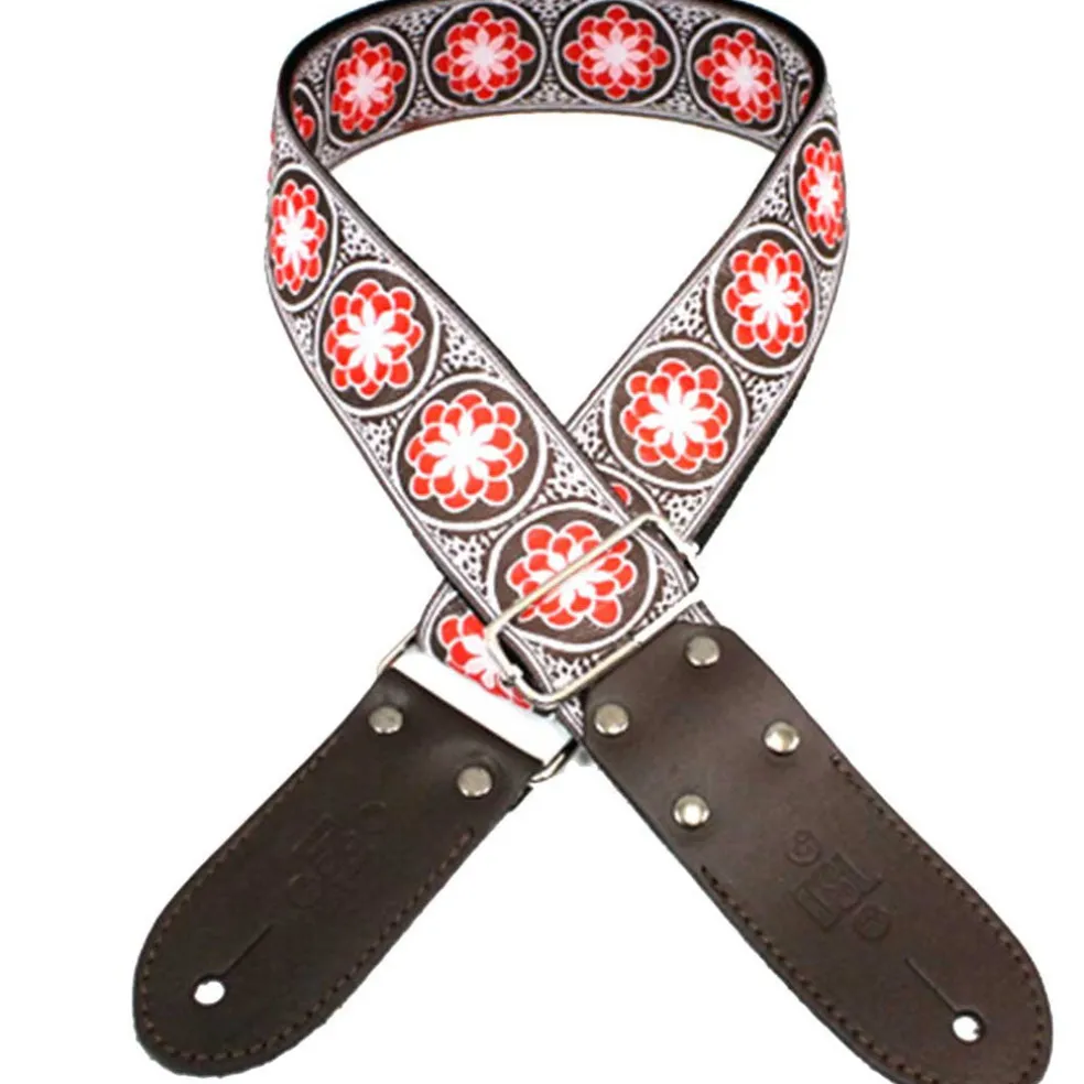 DSL JAC20-FLOWER-RED Strap 2" Jacquard Weave - Flower Red