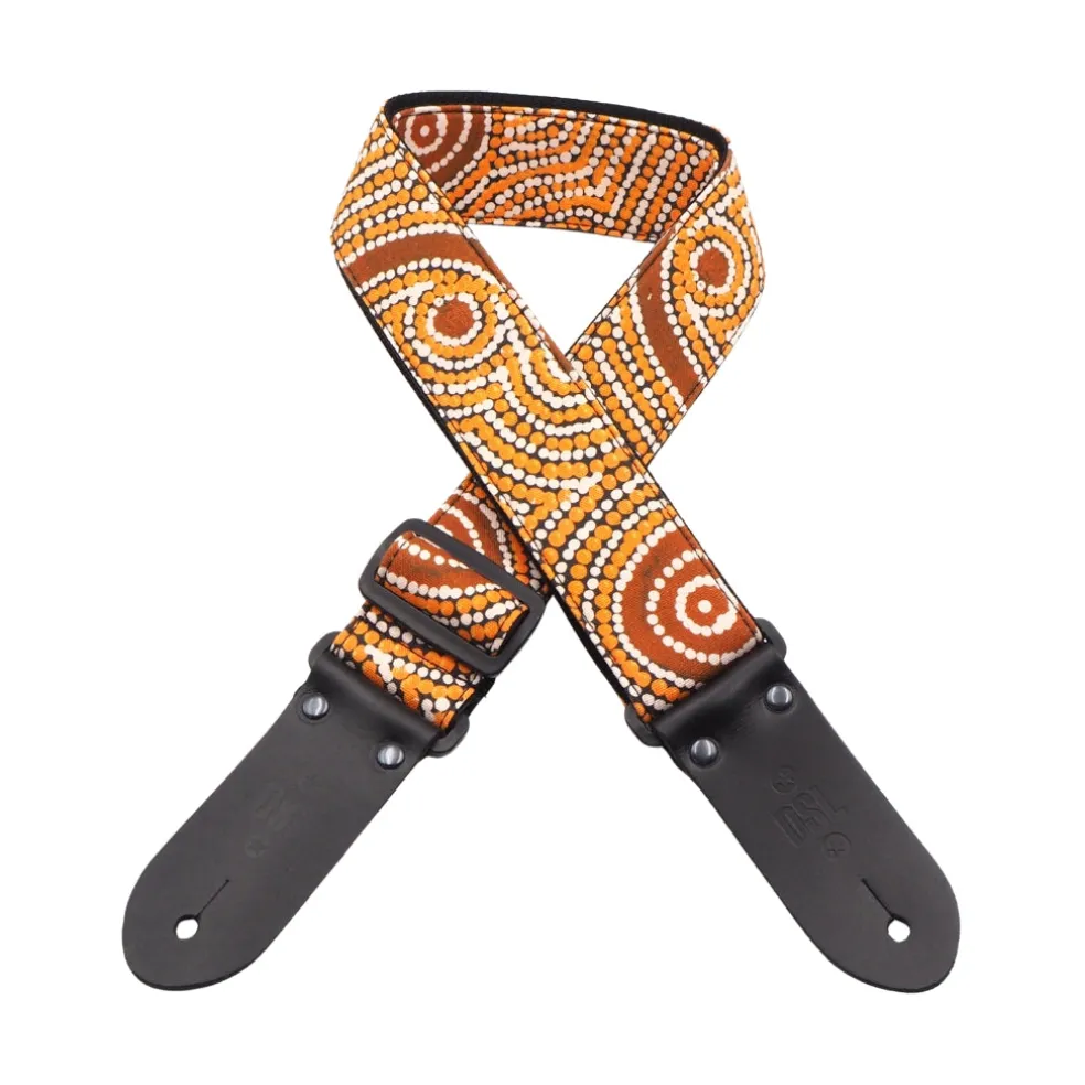 DSL 2" Indigenous Handmade Fabric Guitar Strap - Goanna Dreaming
