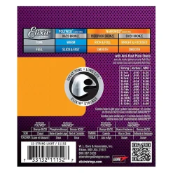 Elixir 11152 - Nanoweb 80/20 Bronze Light 10-47 12-String Acoustic Guitar Strings