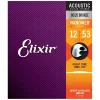 Elixir 11052 - Nanoweb 80/20 Light 12-53 Acoustic Guitar Strings 12-53 Light