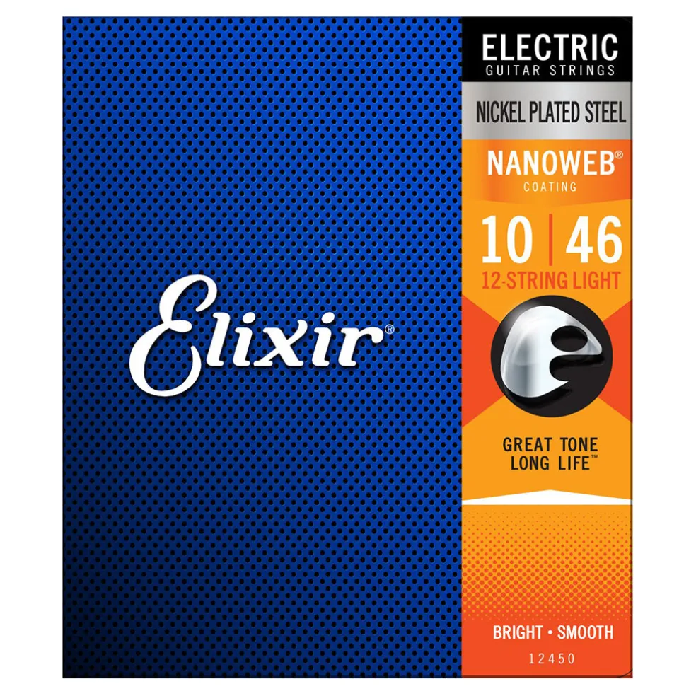Elixir 12450 - Nanoweb 12 String 10-46 Light Electric Guitar Strings