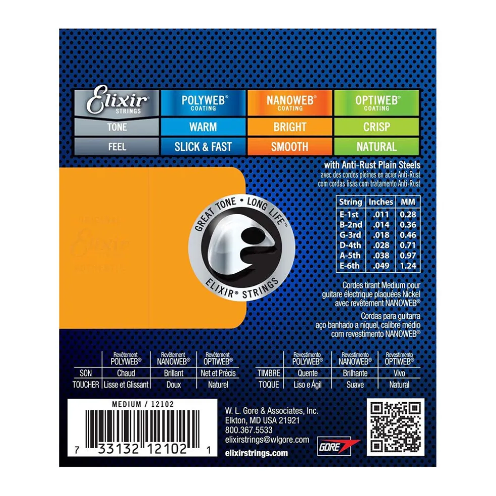 Elixir 12102 - Nanoweb Electric 11-49 Guitar Strings