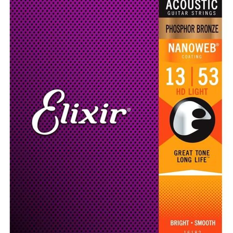 Elixir 16182 - Nanoweb Phosphor Bronze HD Light 13-53 Acoustic Guitar Strings