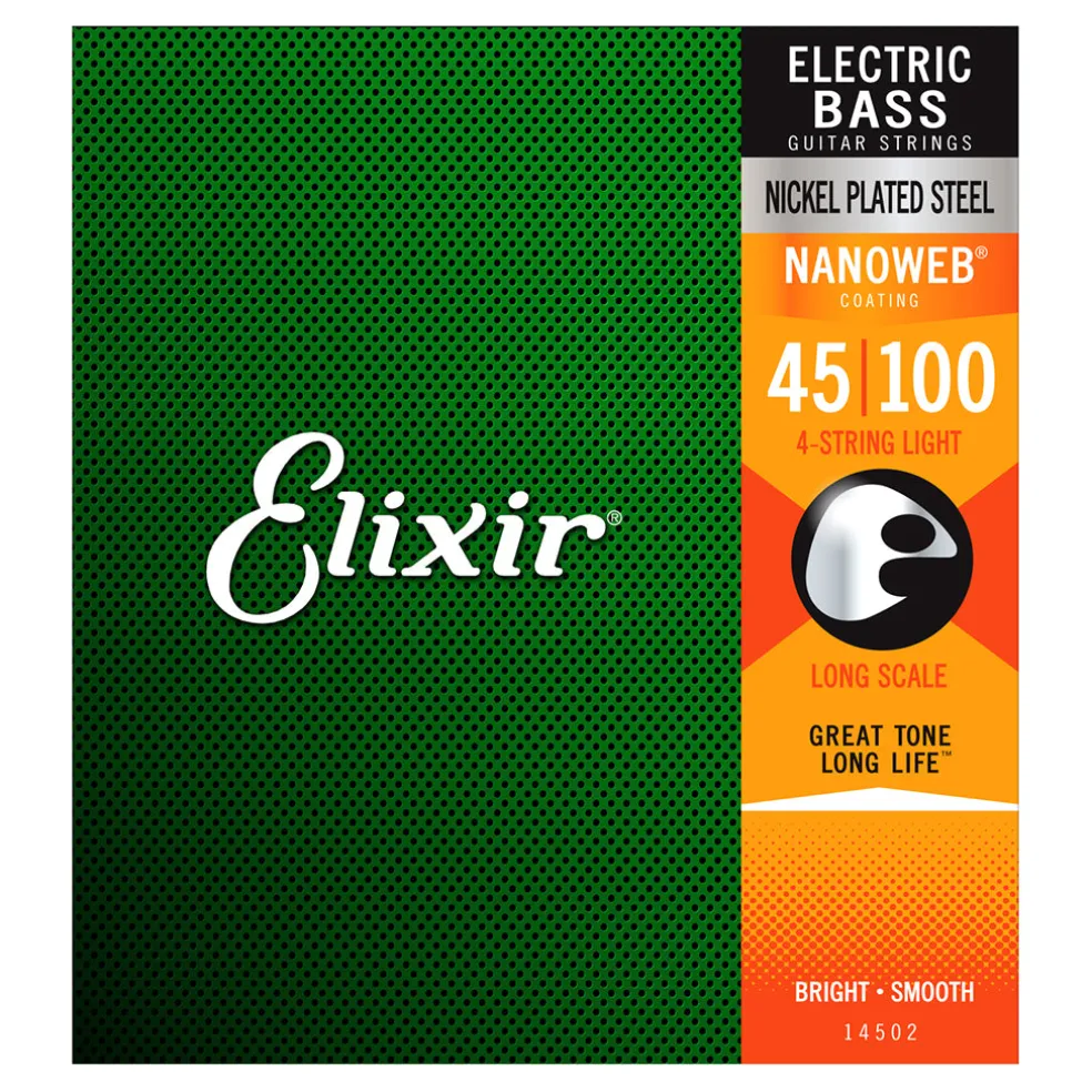Elixir 14652 - Nanoweb Stainless Steel 45-100 Bass Guitar Strings