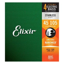 Elixir 14677 - Nanoweb Stainless Steel Medium 45-105 Bass Guitar Strings