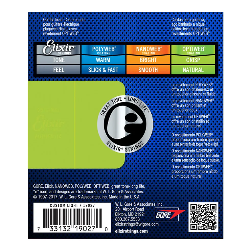 Elixir 19027 - Optiweb Electric Custom Light 9-46 Guitar Strings
