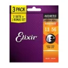 Elixir - Acoustic Phosphor Bronze Medium - 3 Pack - 13-56