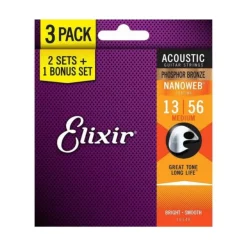 Elixir - Acoustic Phosphor Bronze Medium - 3 Pack - 13-56