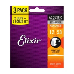 Elixir 80/20 Bronze 11-52 Custom Lite - 3 Pack