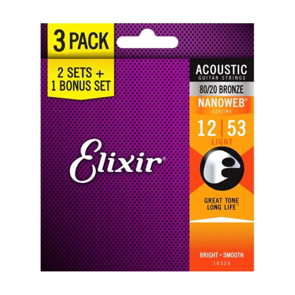 Elixir 80/20 Bronze 11-52 Custom Lite - 3 Pack