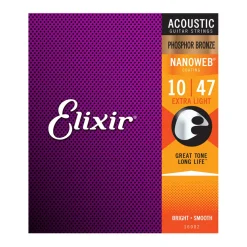 Elixir 16002 Nanoweb Phosphor Bronze Extra Light 10-47