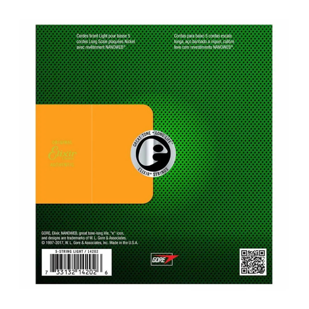 Elixir Nanoweb 5 String Bass Light Long Scale 45 to 130