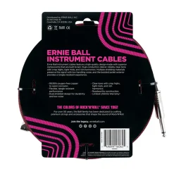 Ernie Ball 7.5 Meter Braided Straight / Angle Instrument Cable, Black / Red