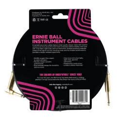 Ernie Ball 3 Meters Braided Straight / Angle Instrument Cable, Black