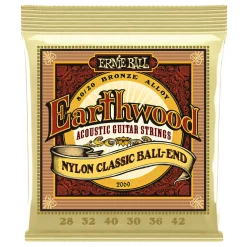 Ernie Ball Earthwood 80/20 Bronze Folk Nylon Classic Ball End Acoustic Guitar Strings, 28-42 Gauge