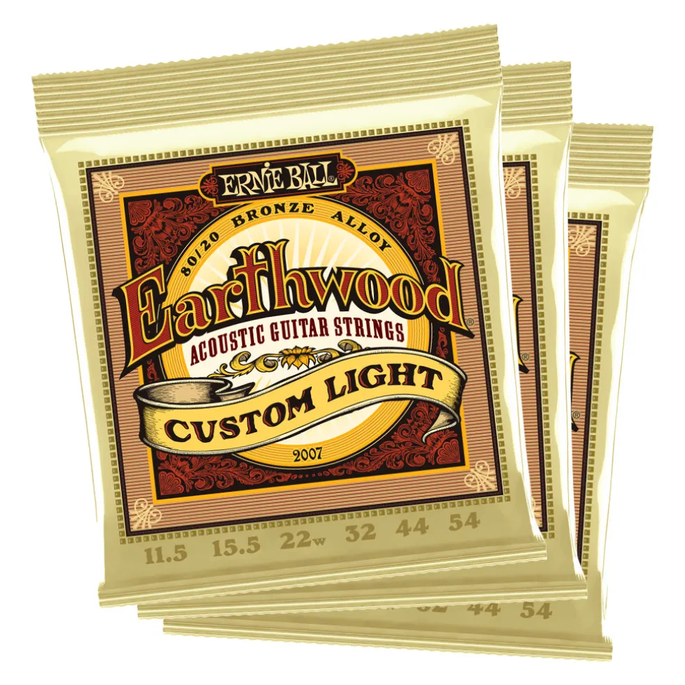 Ernie Ball Earthwood Custom Light 8020 Brnz Ac Gtr Strings 3 Pk 11.5 54